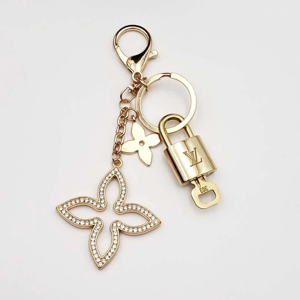 Authentic Louis Vuitton Lock & Key with unbranded Flower Bagcharm, Keycharm